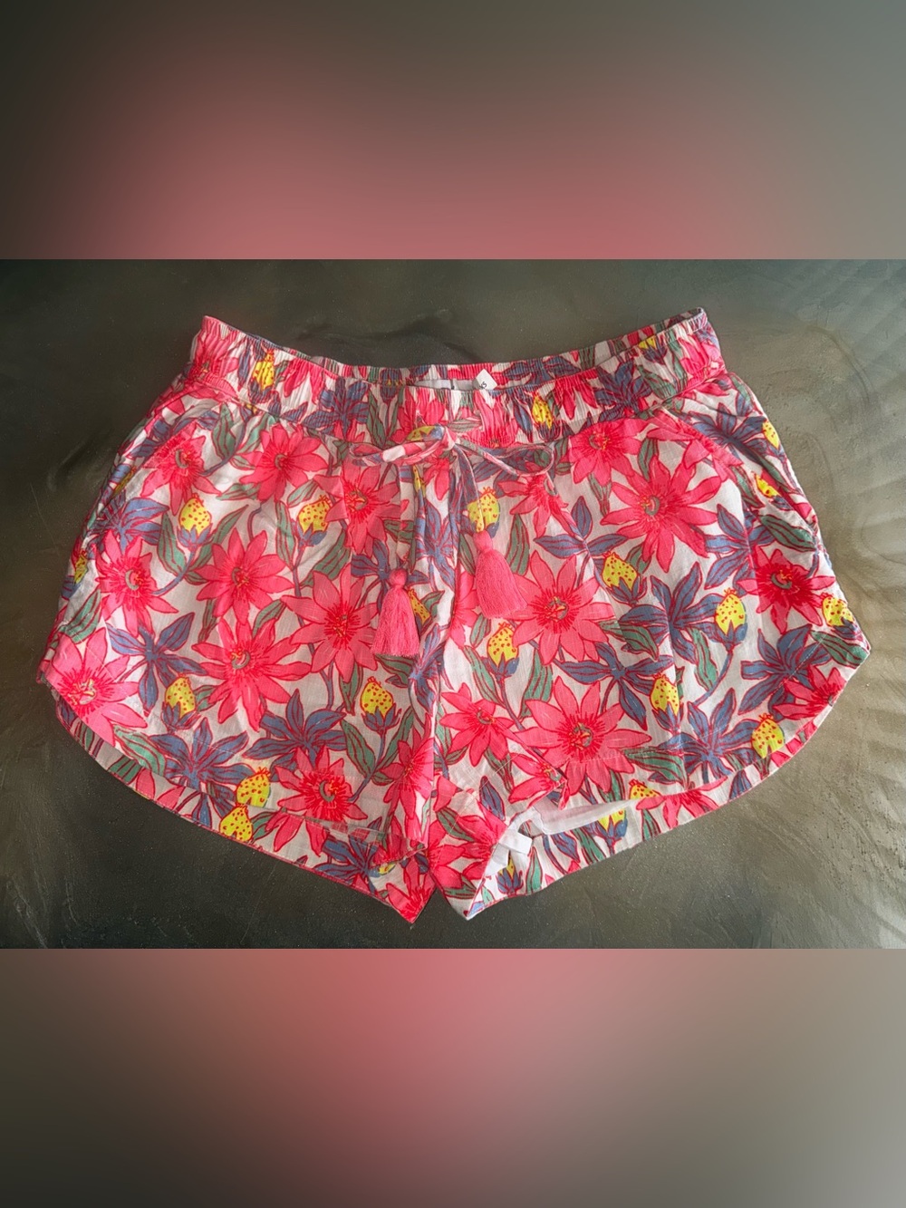 Vineyard Vines Coral and Pink Floral Drawstring Shorts